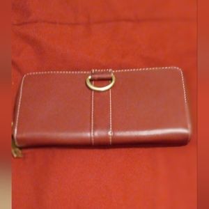 TALBOTS deep red leather wallet.